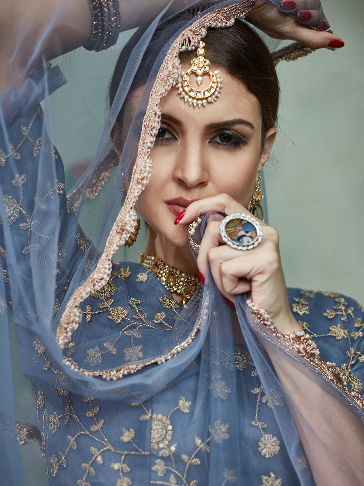 Grey Designer Semi Stitched Lehenga With Unstitched Blouse