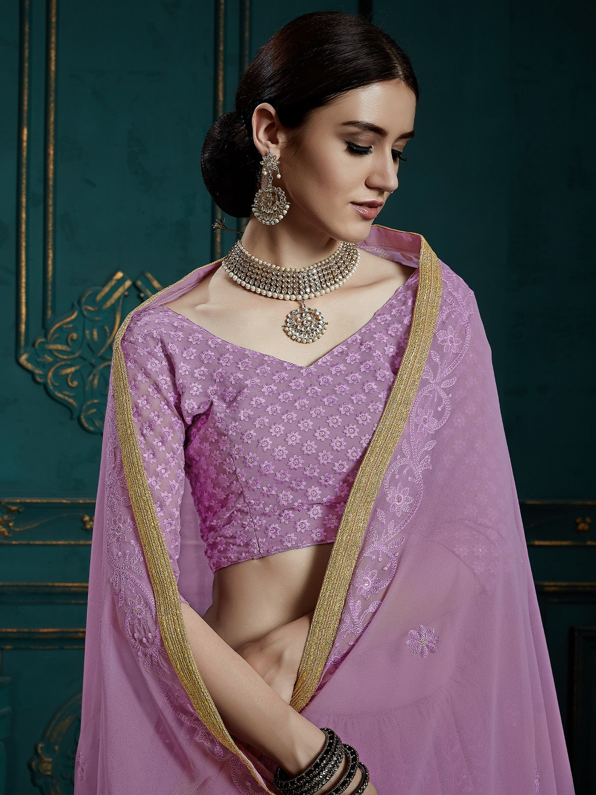 Designer Purple Soft Net   Semi Stitched Lehenga With Unstitched Blouse