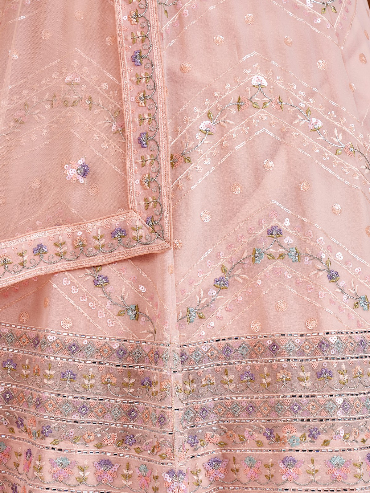 Stunning Pink Georgette Semi Stitched Lehenga With Unstitched Blouse