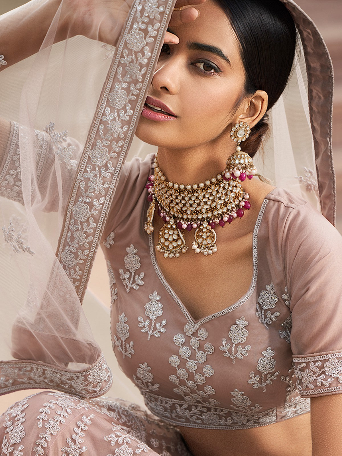 Impressive Lilac Soft Net Semi Stitched Lehenga With Unstitched Blouse
