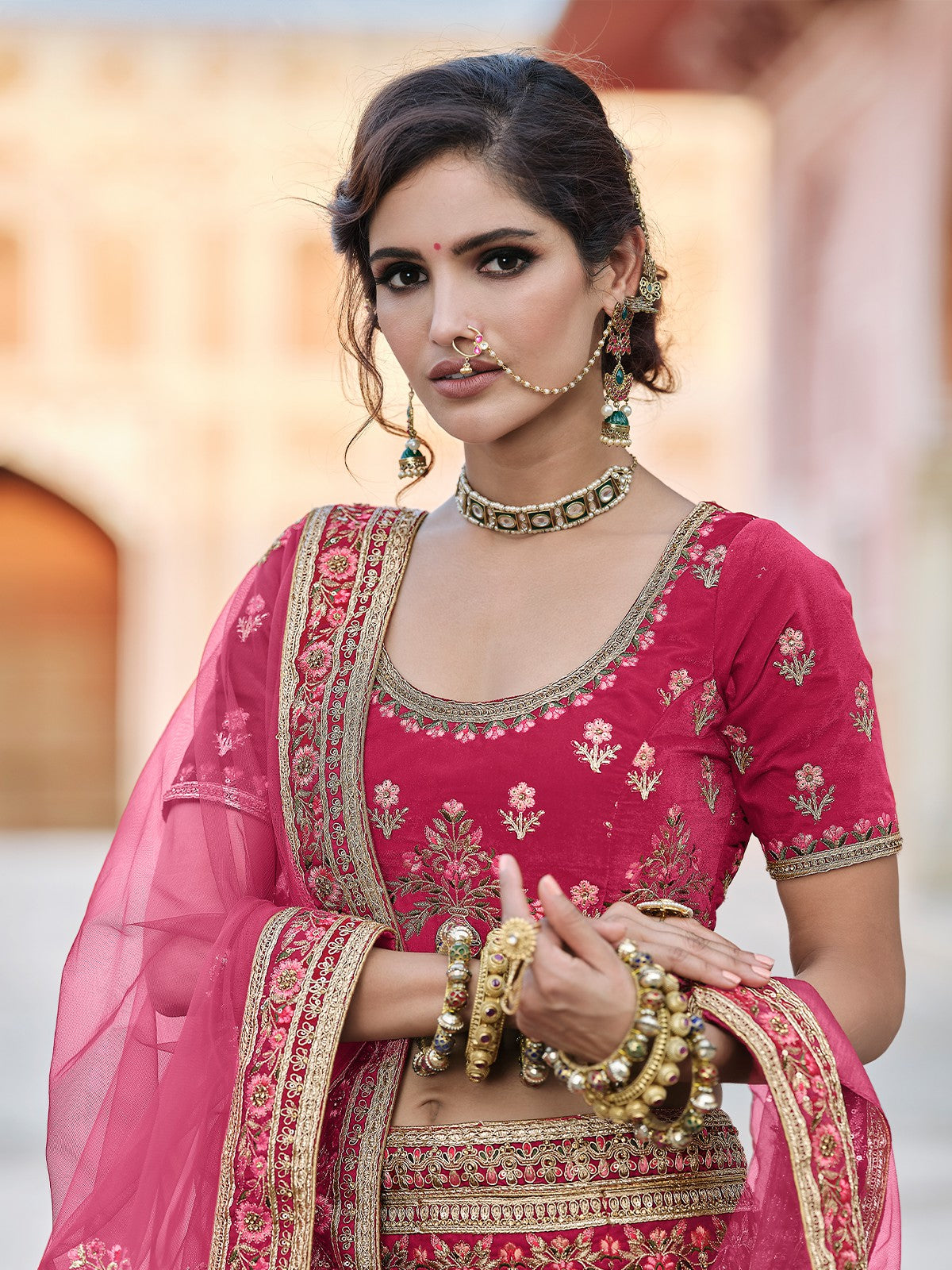 Pink Classy Semi Stitched Lehenga With Unstitched Blouse