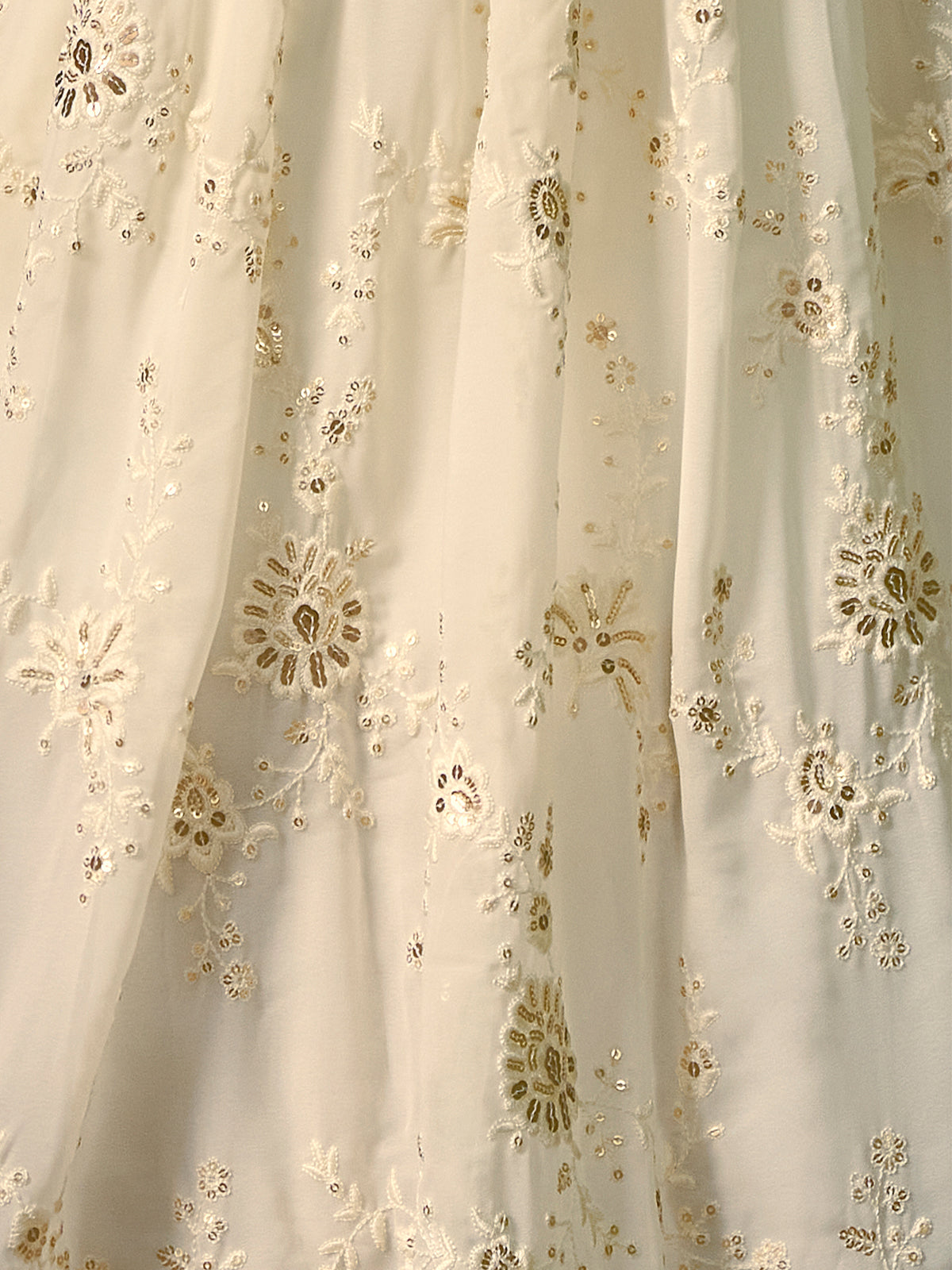 Beige Embroidered Semi Stitched Lehenga With Unstitched Blouse