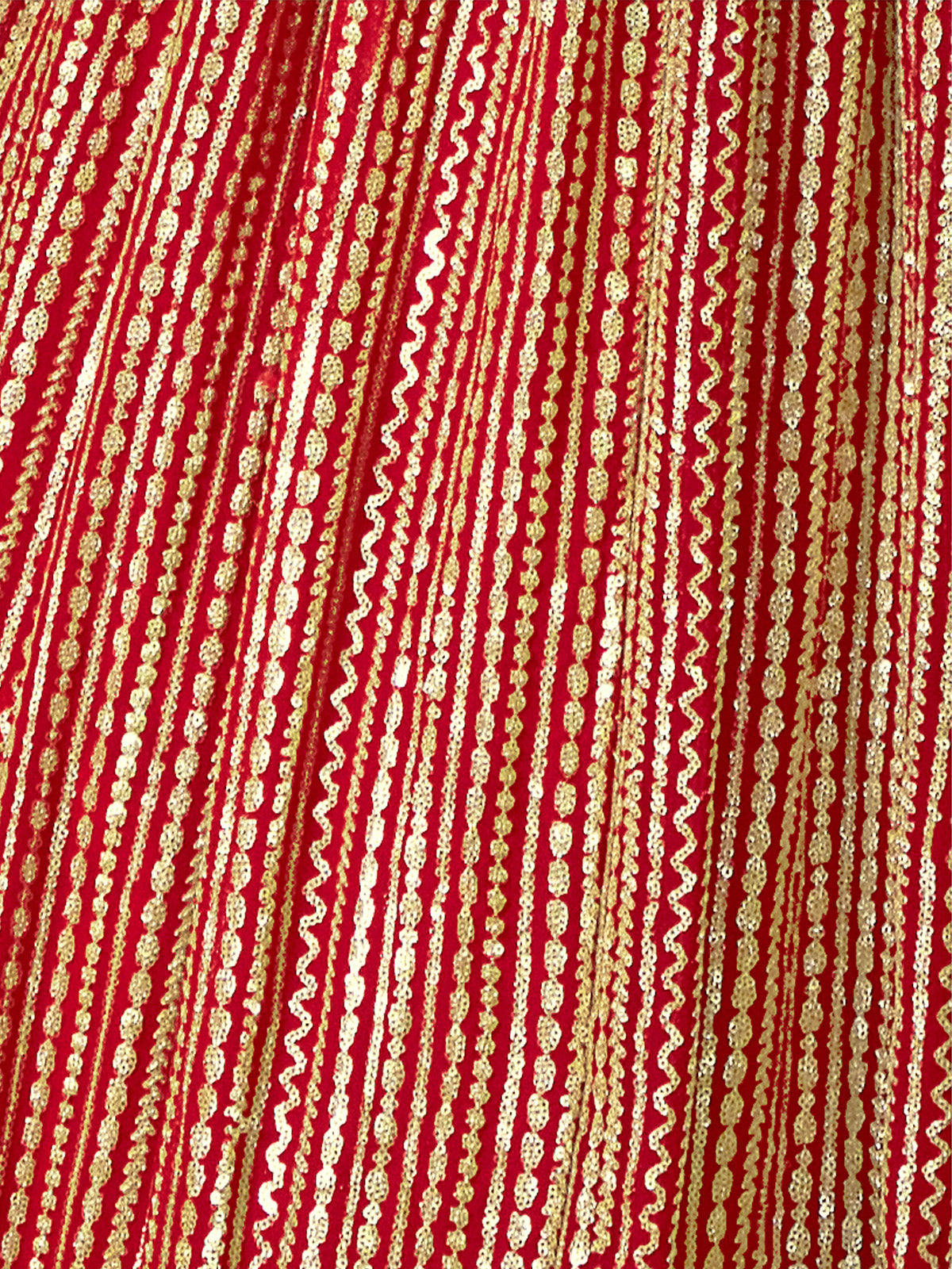 Red Embroidered Semi Stitched Lehenga With Unstitched Blouse
