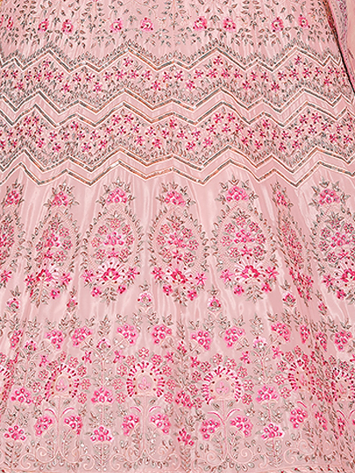 Pink Crepe Semi Stitched Lehenga With Unstitched Blouse
