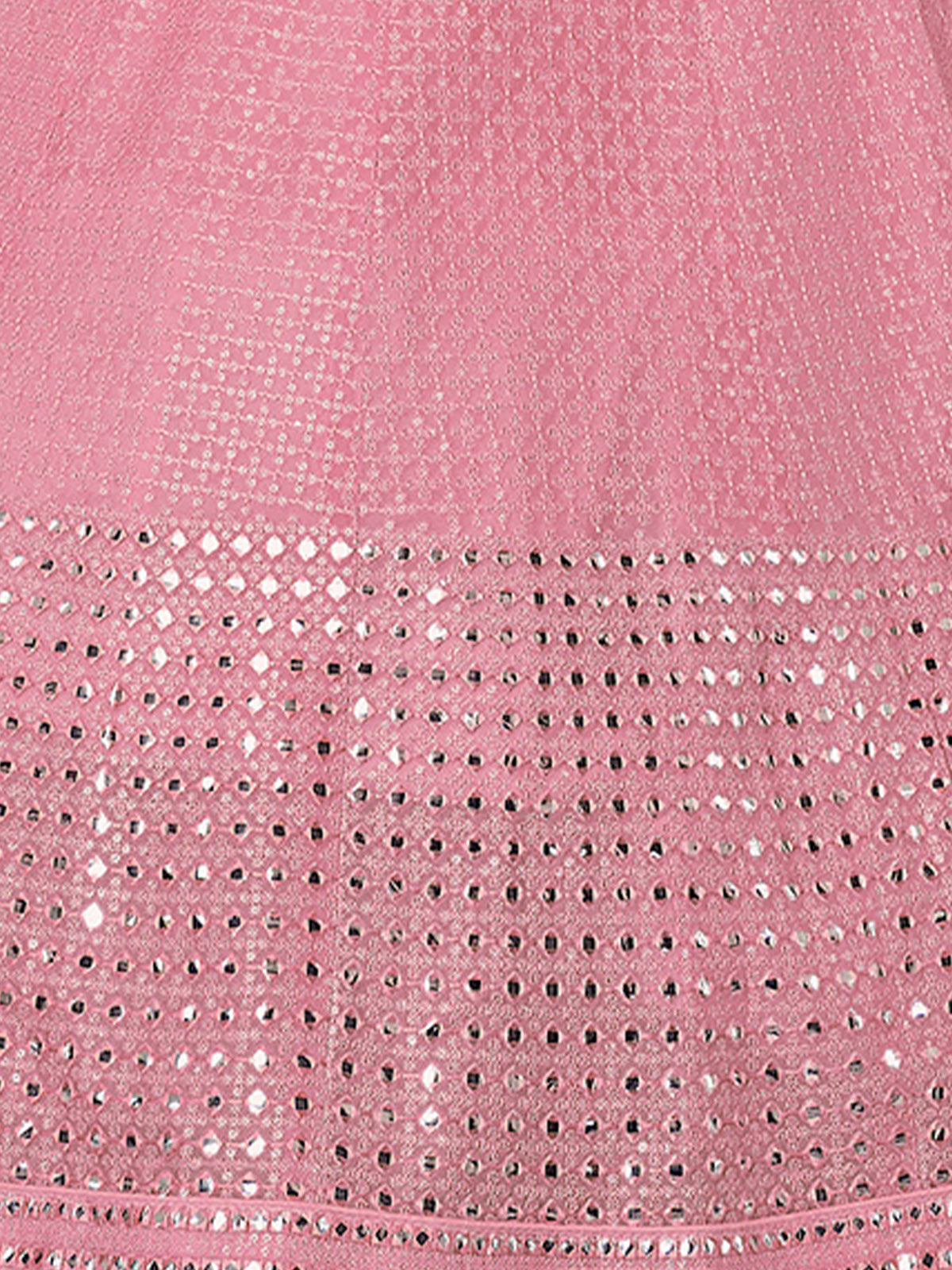Pink Embroidered Georgette Semi Stitched Lehenga With Unstitched Blouse
