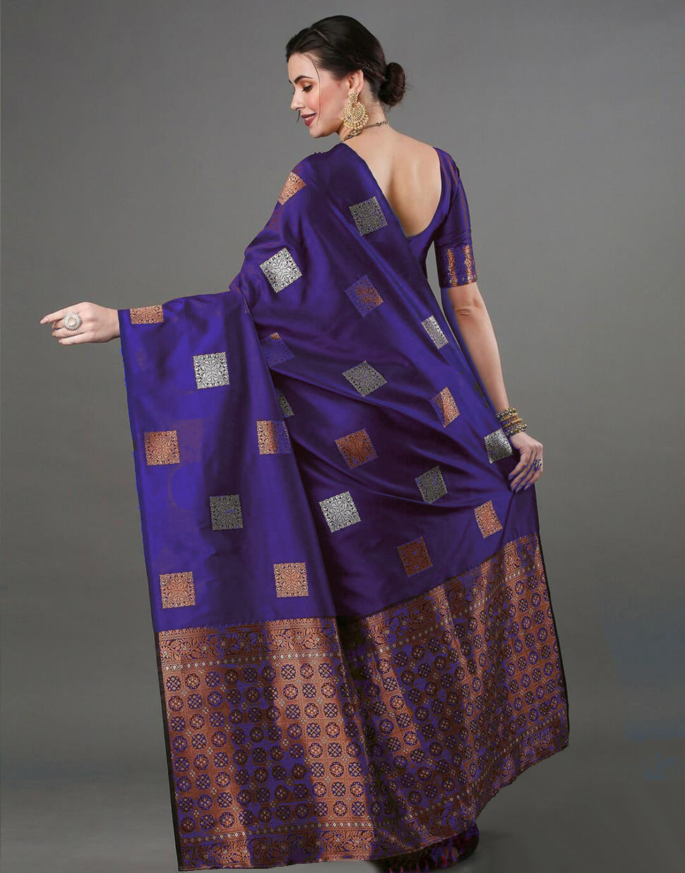 Fairytale Purple Soft Silk Saree With Opulent Blouse Piece