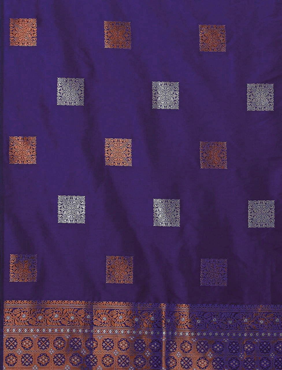 Fairytale Purple Soft Silk Saree With Opulent Blouse Piece