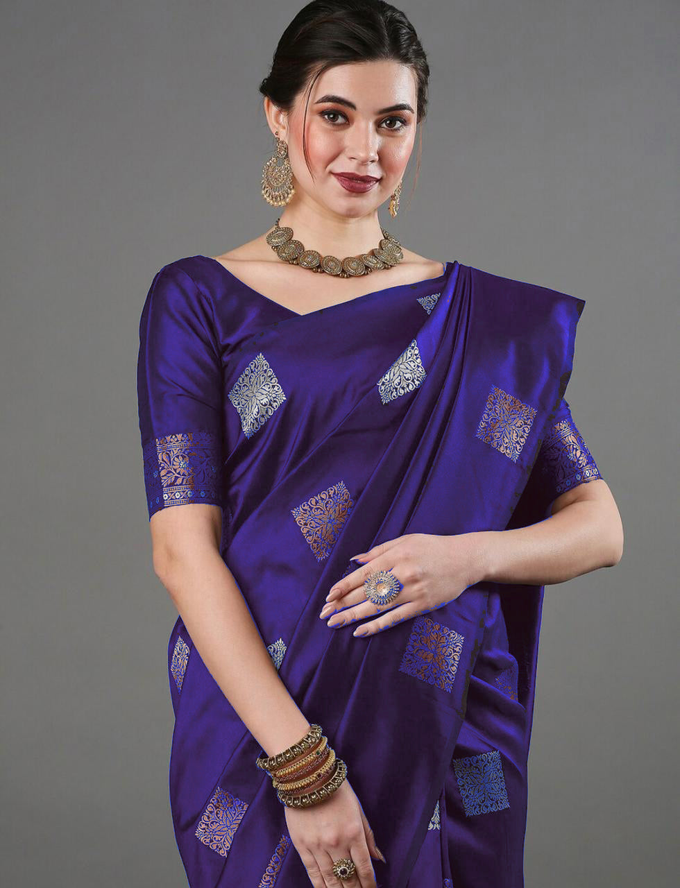 Fairytale Purple Soft Silk Saree With Opulent Blouse Piece