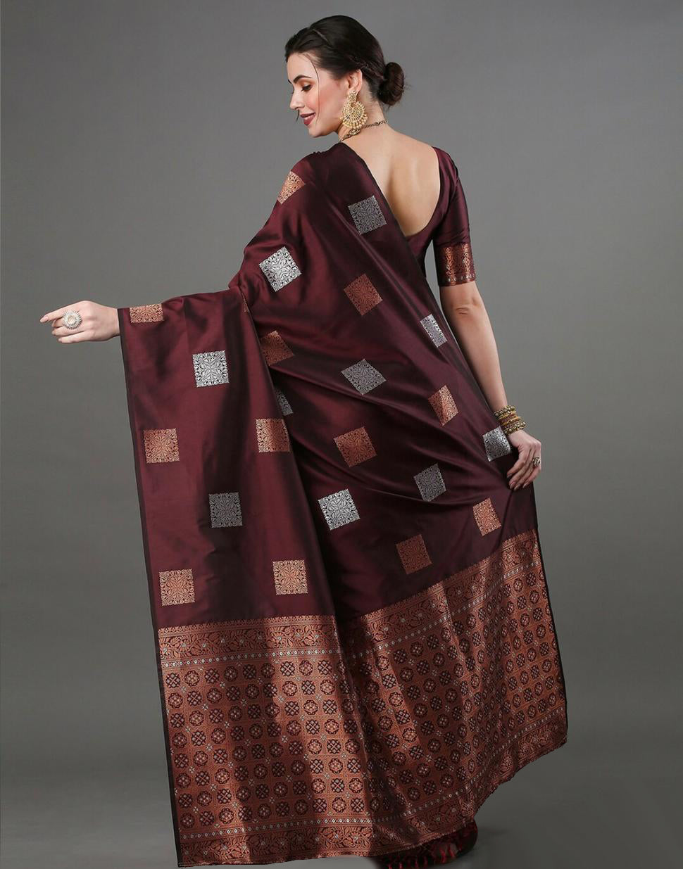 Preferable Wine Soft Silk Saree With Flamboyant Blouse Piece