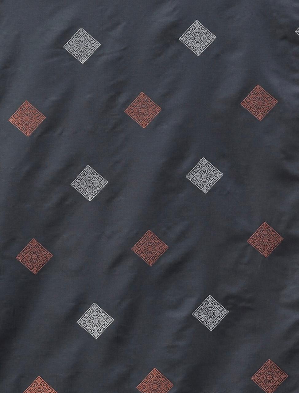 Scintilla Grey Soft Silk Saree With Petrichor Blouse Piece
