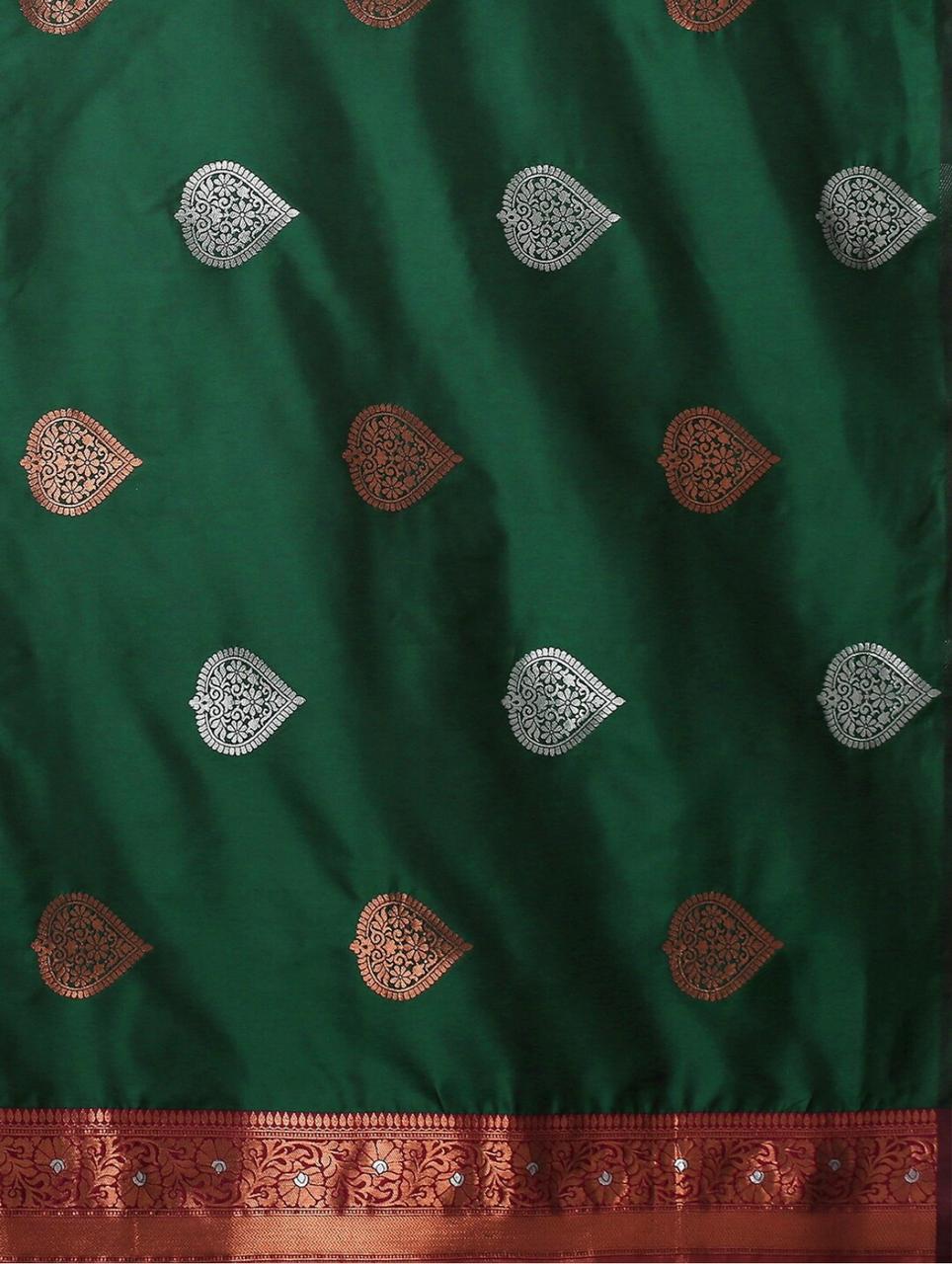 Classy Green Soft Silk Saree With Extraordinary Blouse Piece