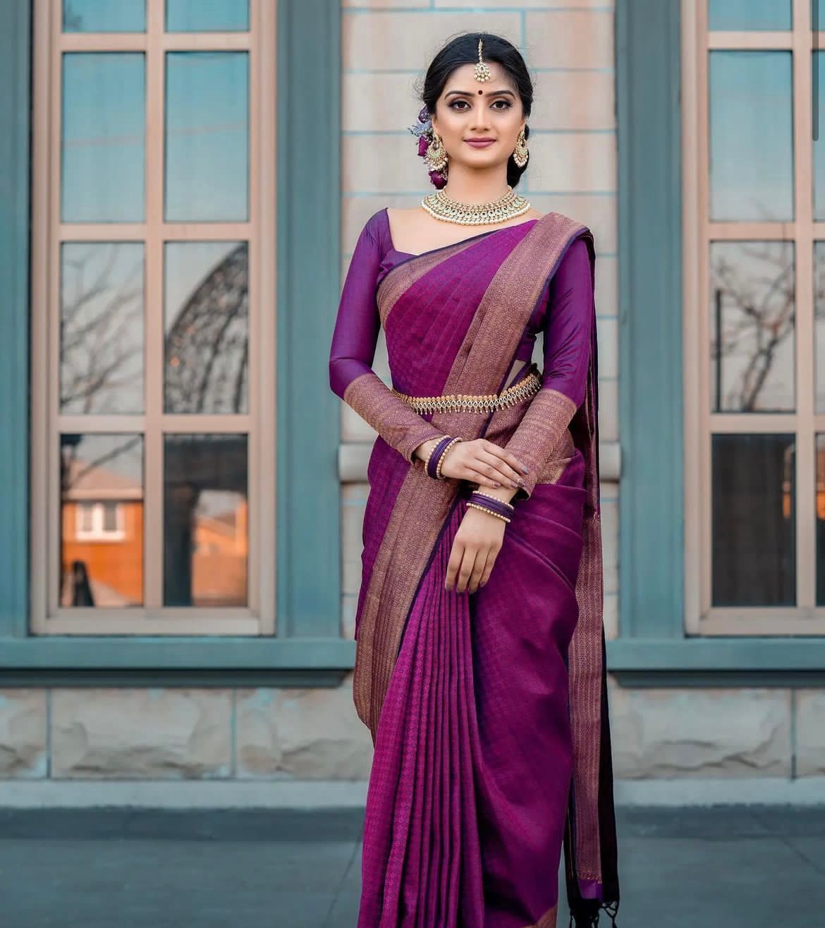 Stylish Purple Soft Silk Saree With Outstanding Blouse Piece