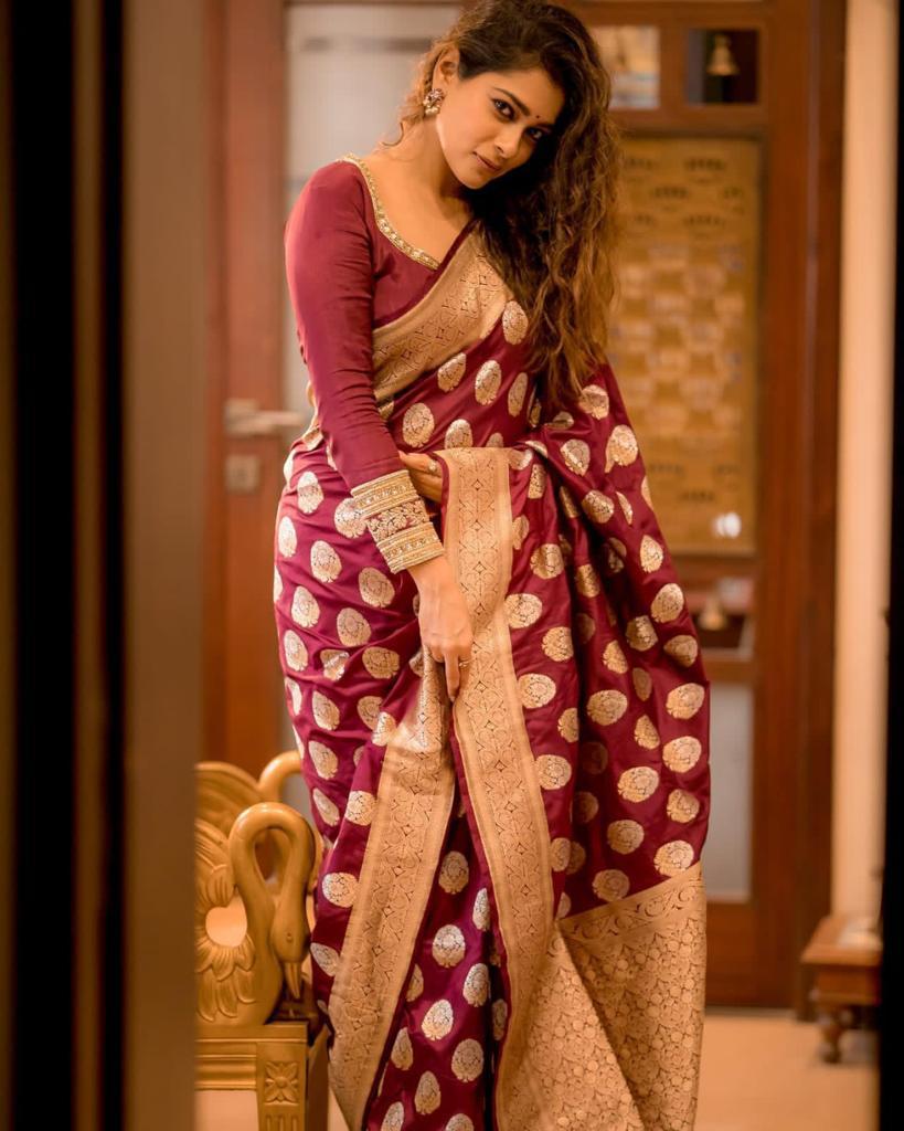 Captivating Brown Soft Silk Saree With Adorable Blouse Piece