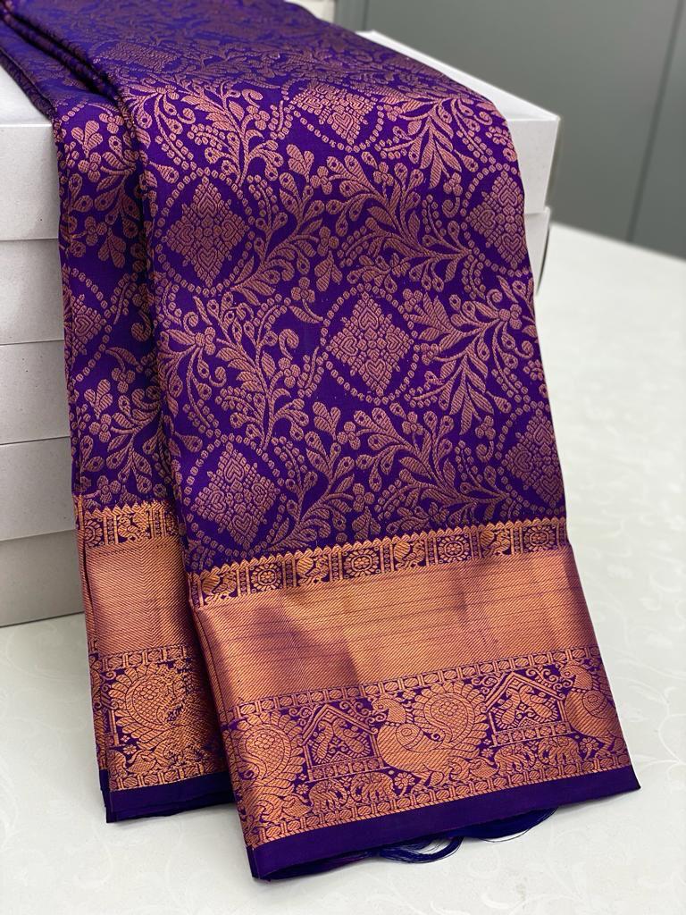 Effervescent Royal Blue Soft Silk Saree With Gossamer Blouse Piece