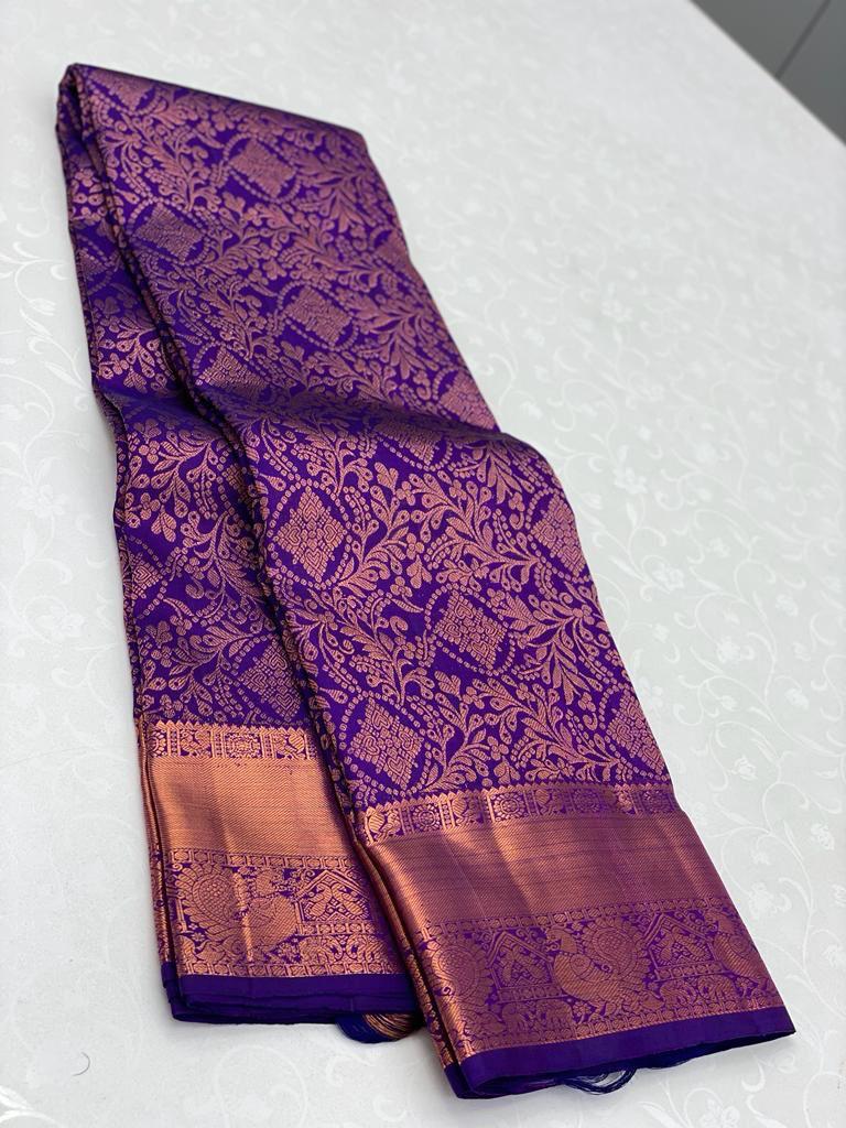 Effervescent Royal Blue Soft Silk Saree With Gossamer Blouse Piece