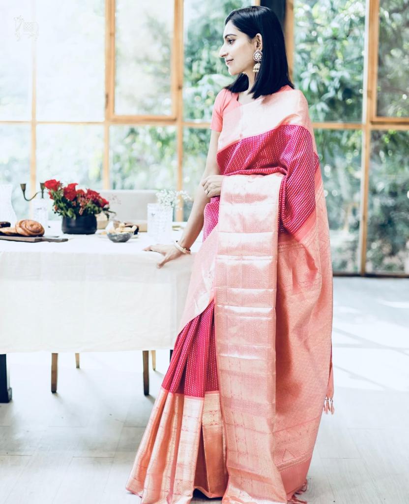Trendy Pink Soft Silk Saree with Elegant Blouse Piece