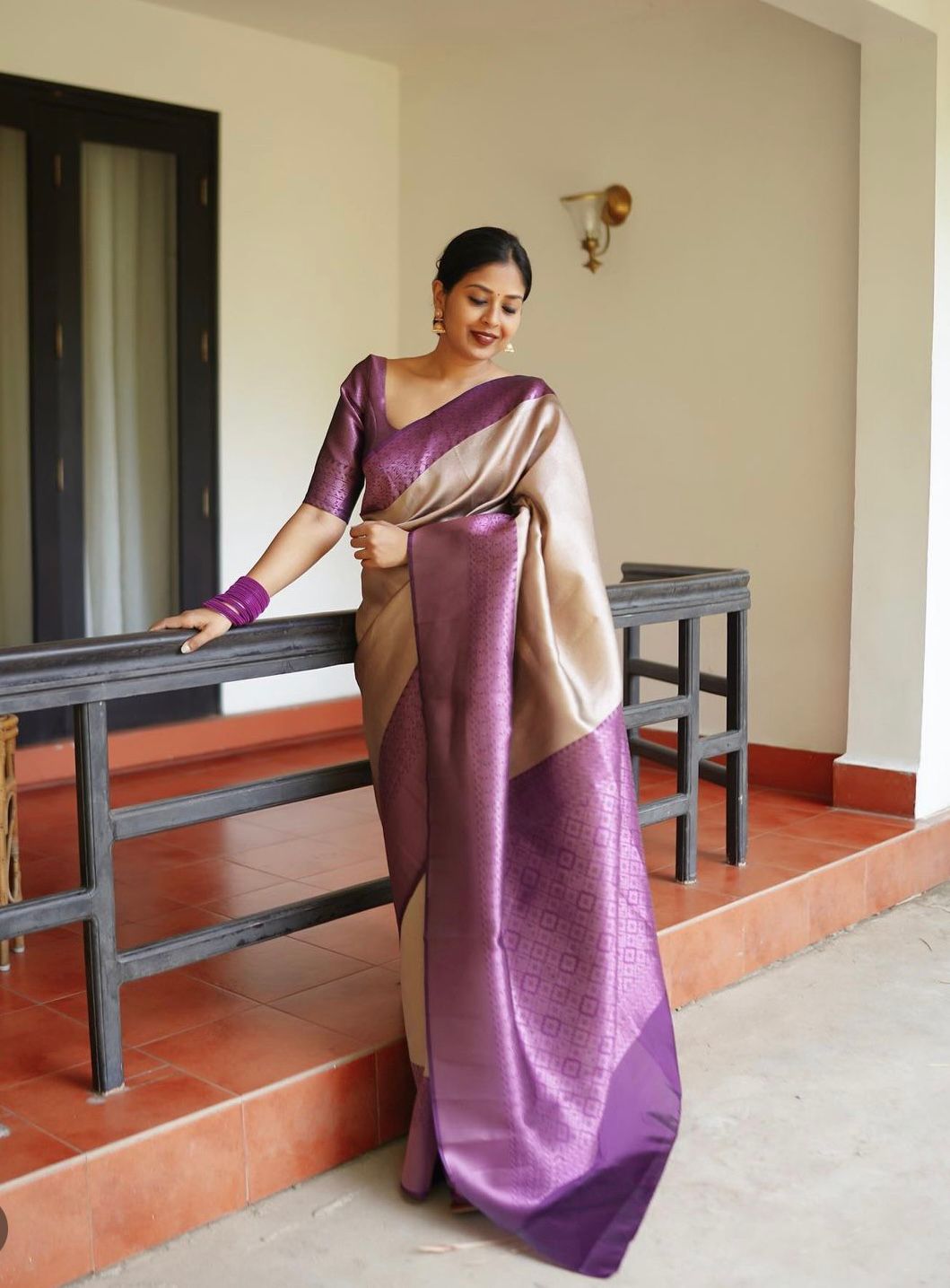 Supernal Beige Soft Silk Saree With Engaging Blouse Piece