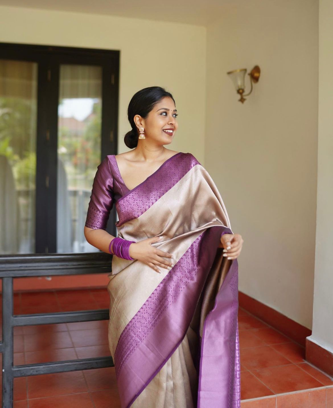 Supernal Beige Soft Silk Saree With Engaging Blouse Piece