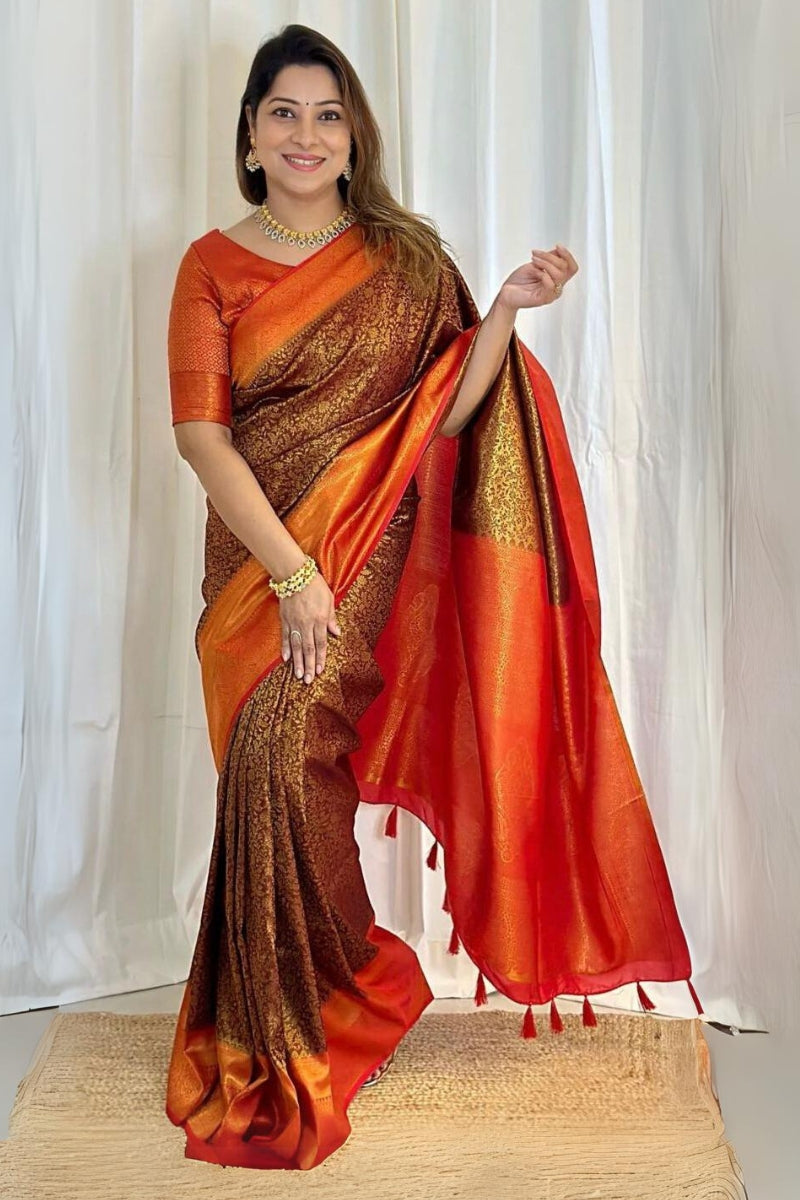 Transcendent Brown Soft Silk Saree With Incomparable Blouse Piece