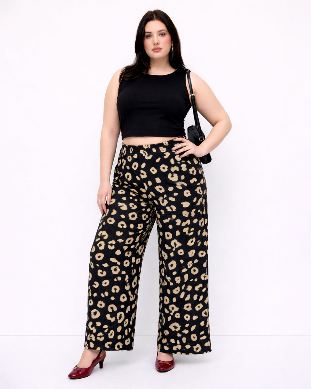 Animal Print Straight Trousers Curve & Plus