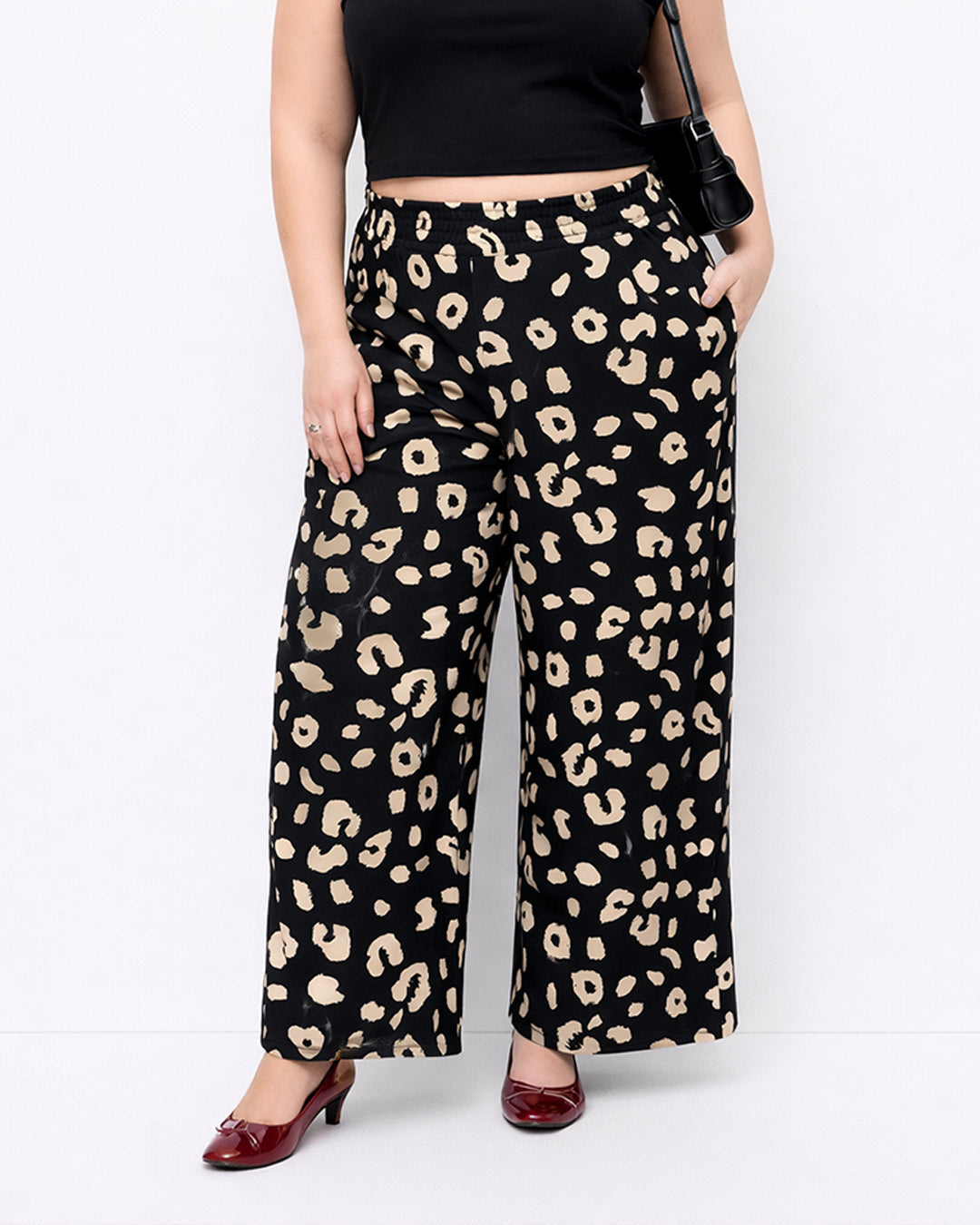 Animal Print Straight Trousers Curve & Plus