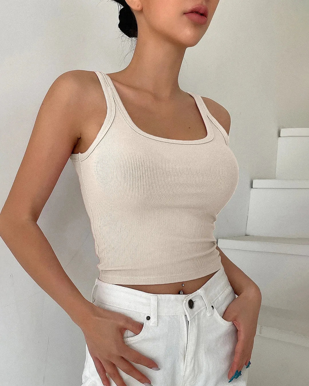 Apricot Ribbed Tank Top