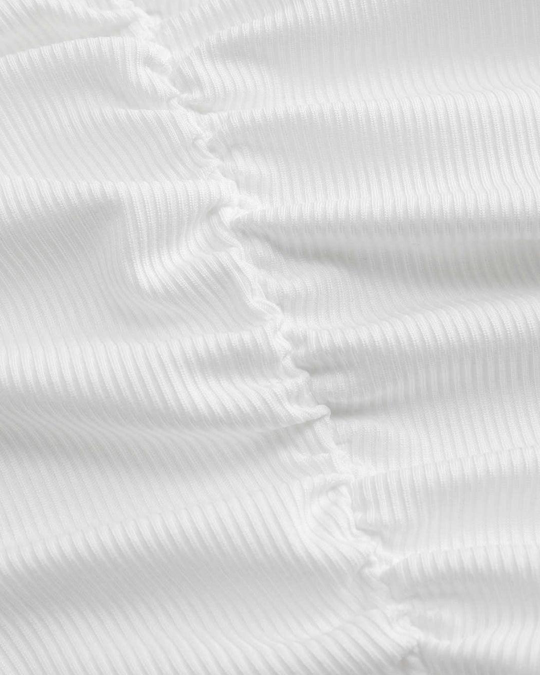 Asymmetrical Neck Ruched White Crop Top