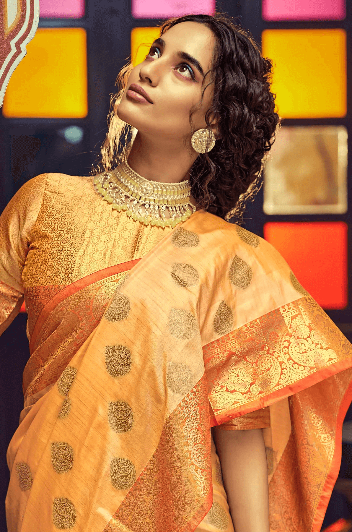 Scrumptious Orange Soft Banarasi Silk Saree With Phenomenal Blouse Piece