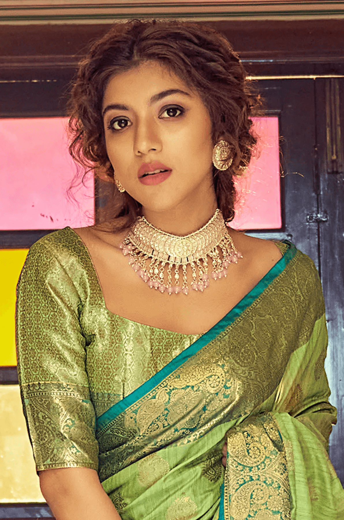 Devastating Pista Soft Banarasi Silk Saree With Majesty Blouse Piece