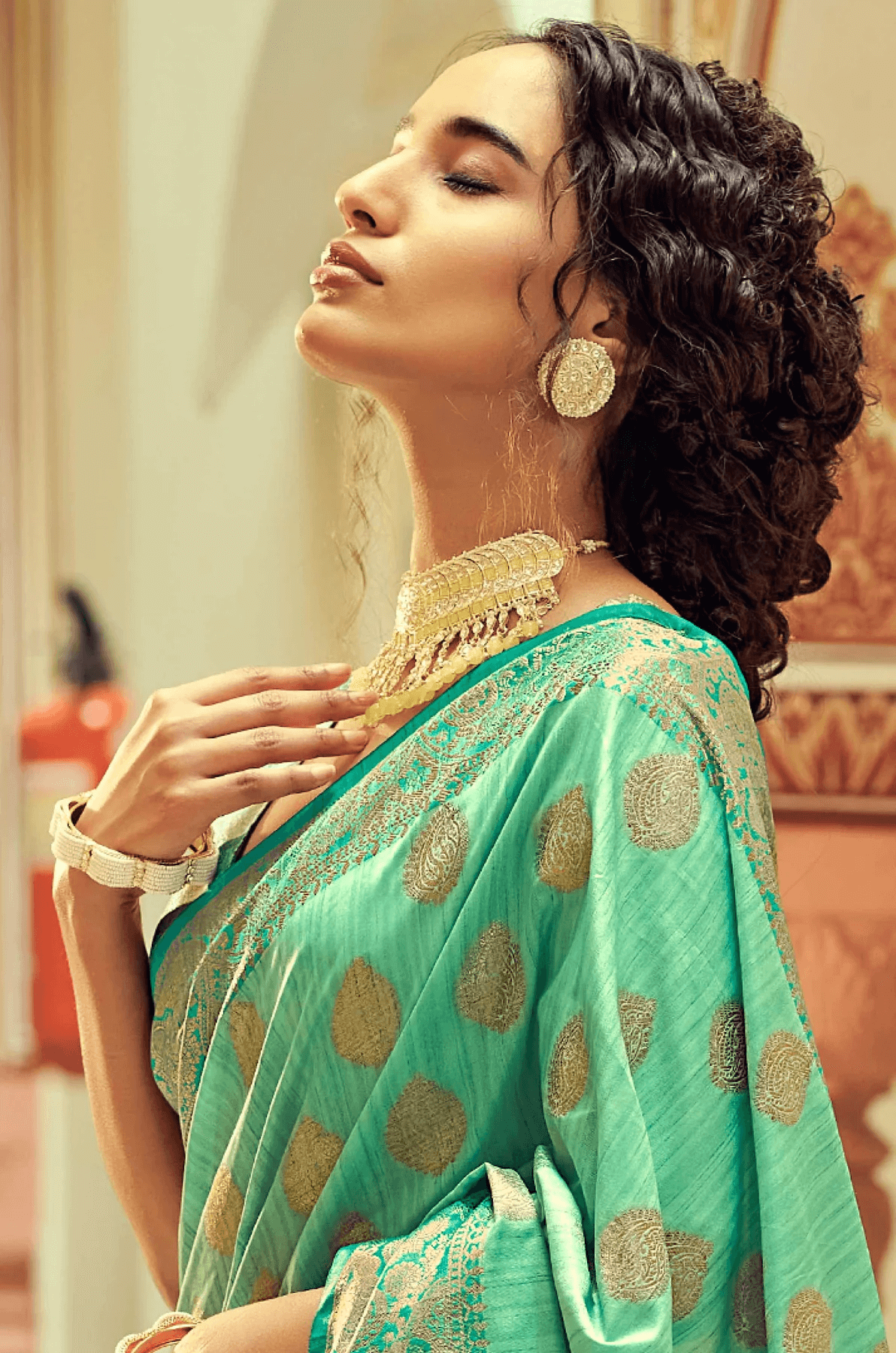 Woebegone Sea Green Soft Banarasi Silk Saree With Fancifull Blouse Piece