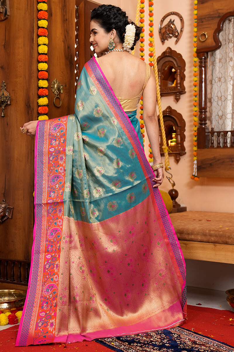 Staring Rama Soft Banarasi Silk Saree With Palimpsest Blouse Piece
