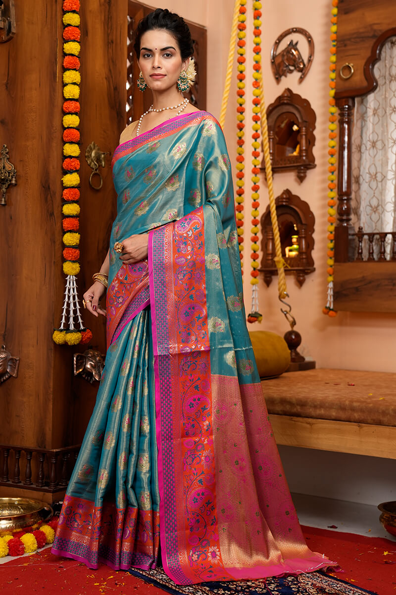 Staring Rama Soft Banarasi Silk Saree With Palimpsest Blouse Piece