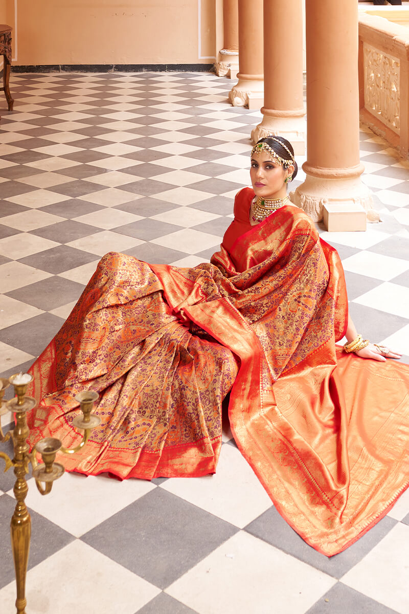 Fairytale Multicolor Kanjivaram Silk Saree With Smashing Blouse Piece