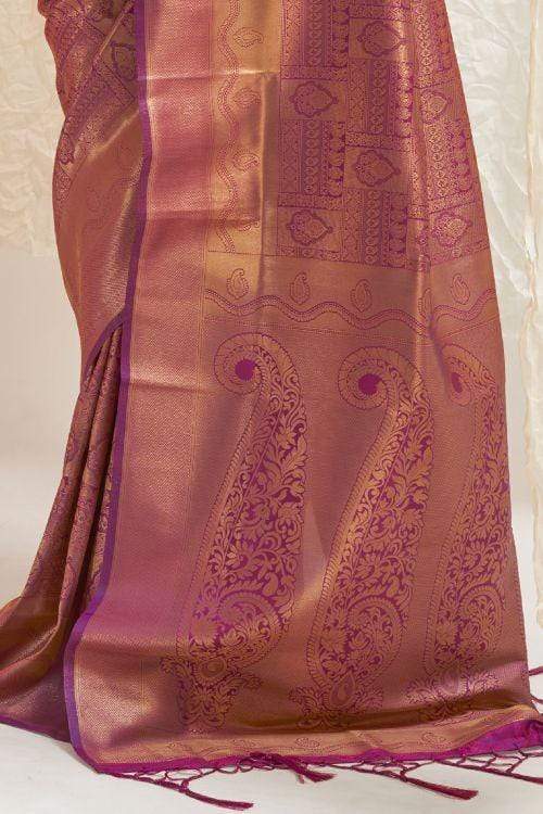 Marvellous Purple Kanjivaram Silk Saree With Engaging Blouse Piece