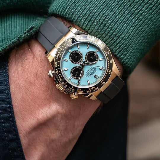 Role_x Daytona Gold/Sky Belt Watch