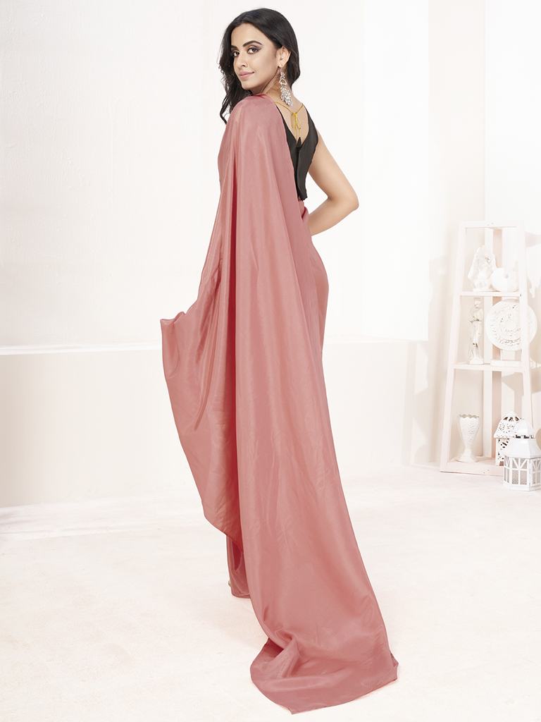 Baby Pink Ready to Wear One Minute Lycra Saree