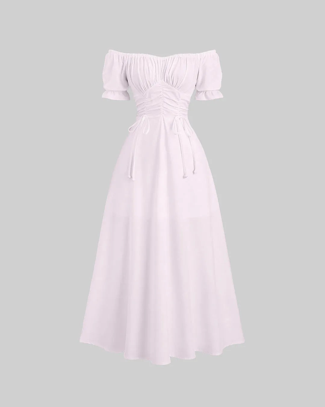 Baby Pink Off-Shoulder Ruched Maxi Dress