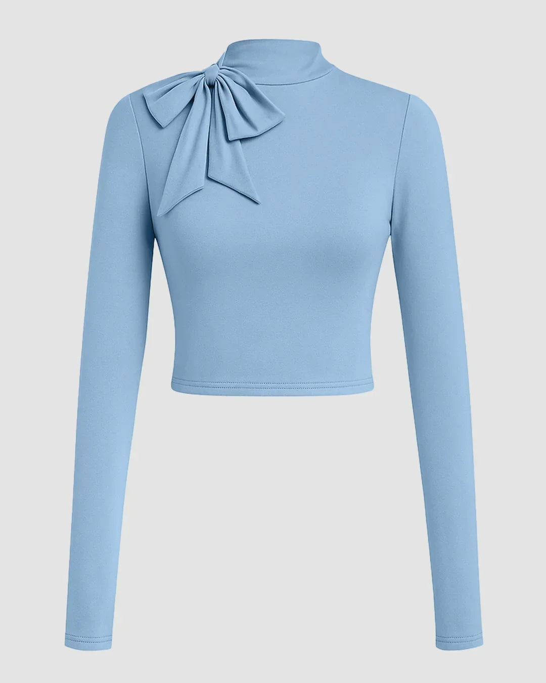 Back to School Turtleneck Going Out Outfit Slim Fit Top in Powder Blue