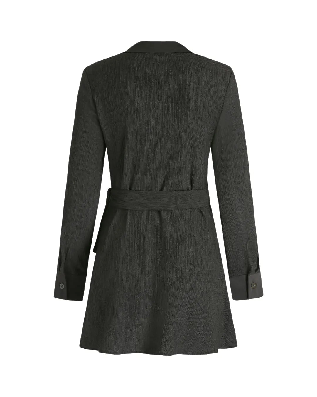 Texture Side Tied Black Mini Dress