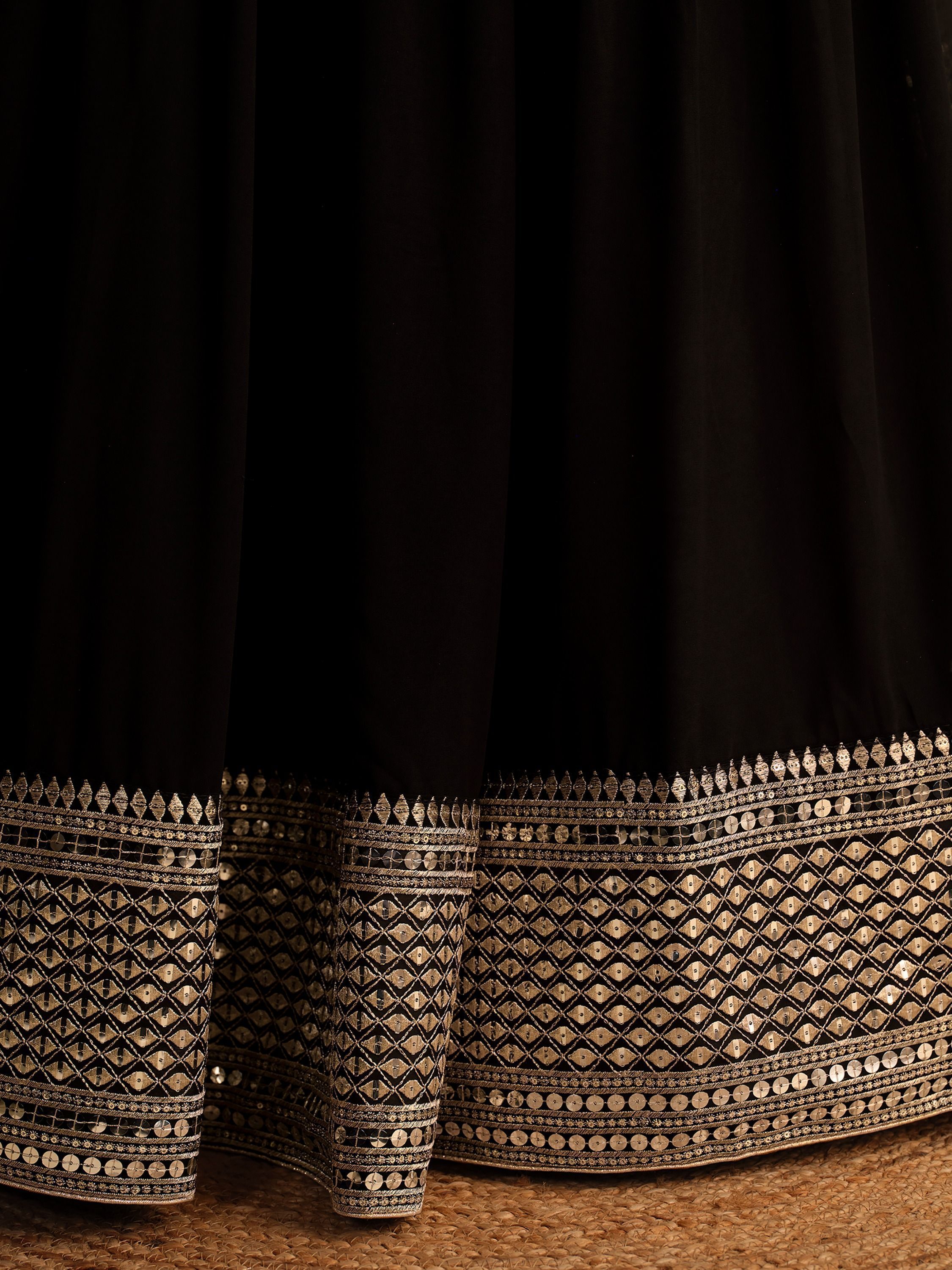 Black Zari Embroidered Georgette Lehenga Choli Set - Elegant & Captivating