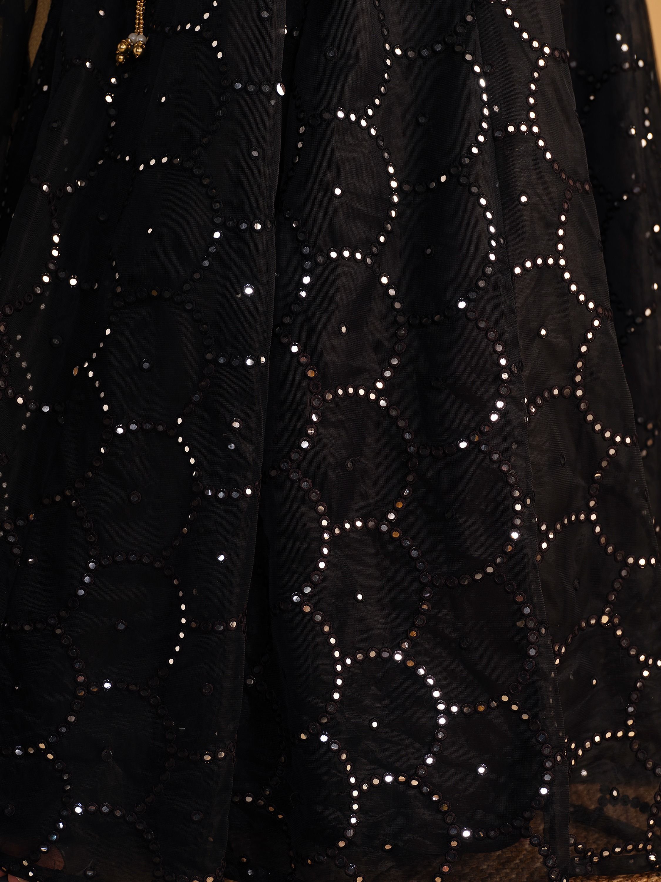 Mesmerizing Black Mirror Work Organza Lehenga Choli Steal the Spotlight at Receptions and Events