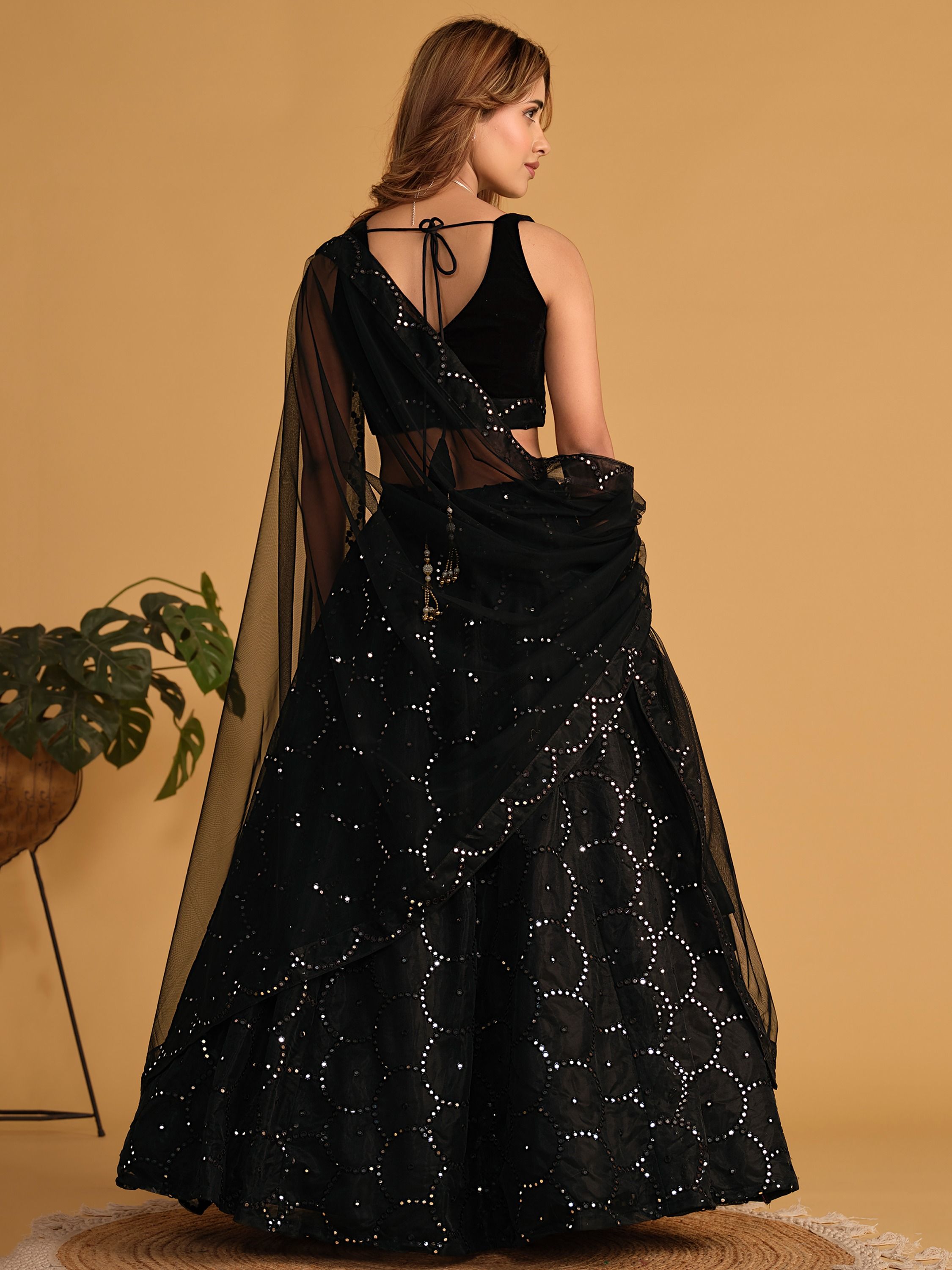 Mesmerizing Black Mirror Work Organza Lehenga Choli Steal the Spotlight at Receptions and Events