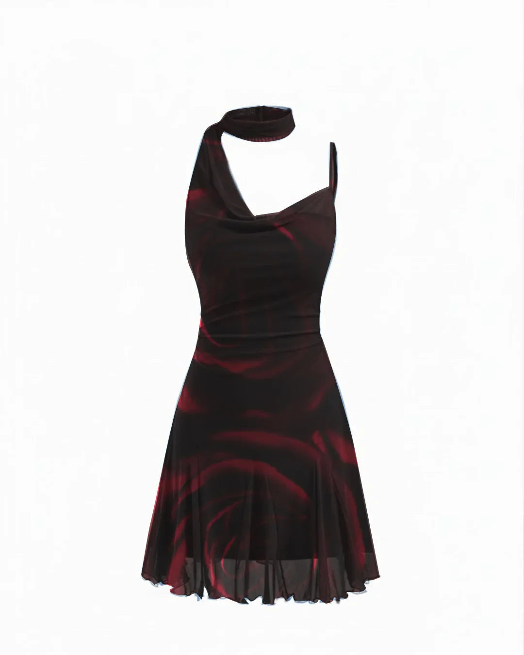 Black Abstract Print Sleeveless Mini Dress