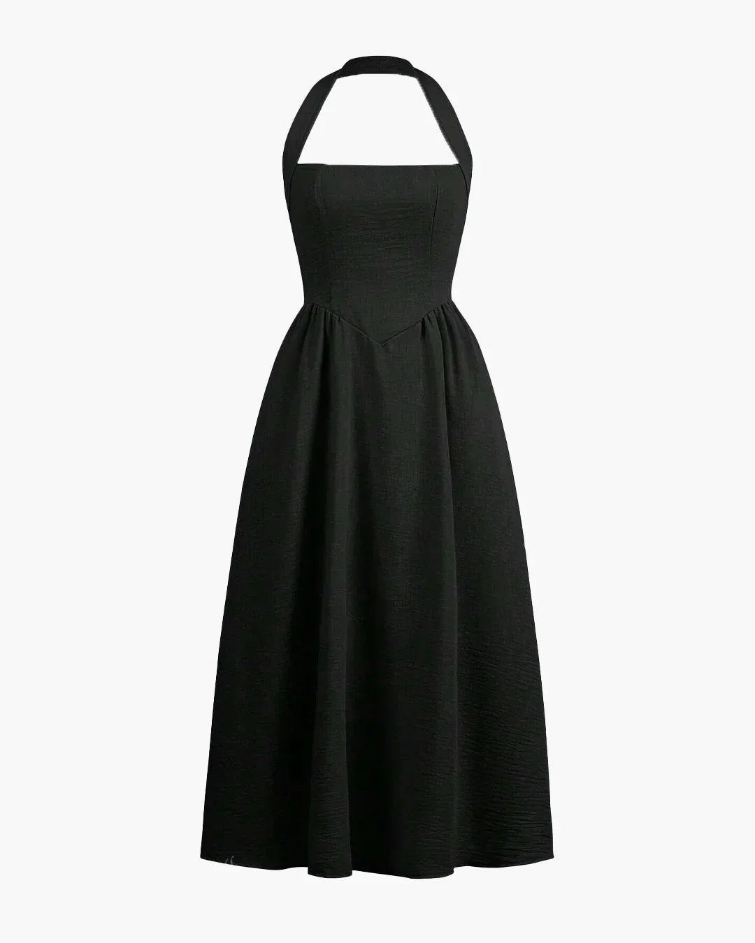 Black Halter Neck Flowy Midi Dress