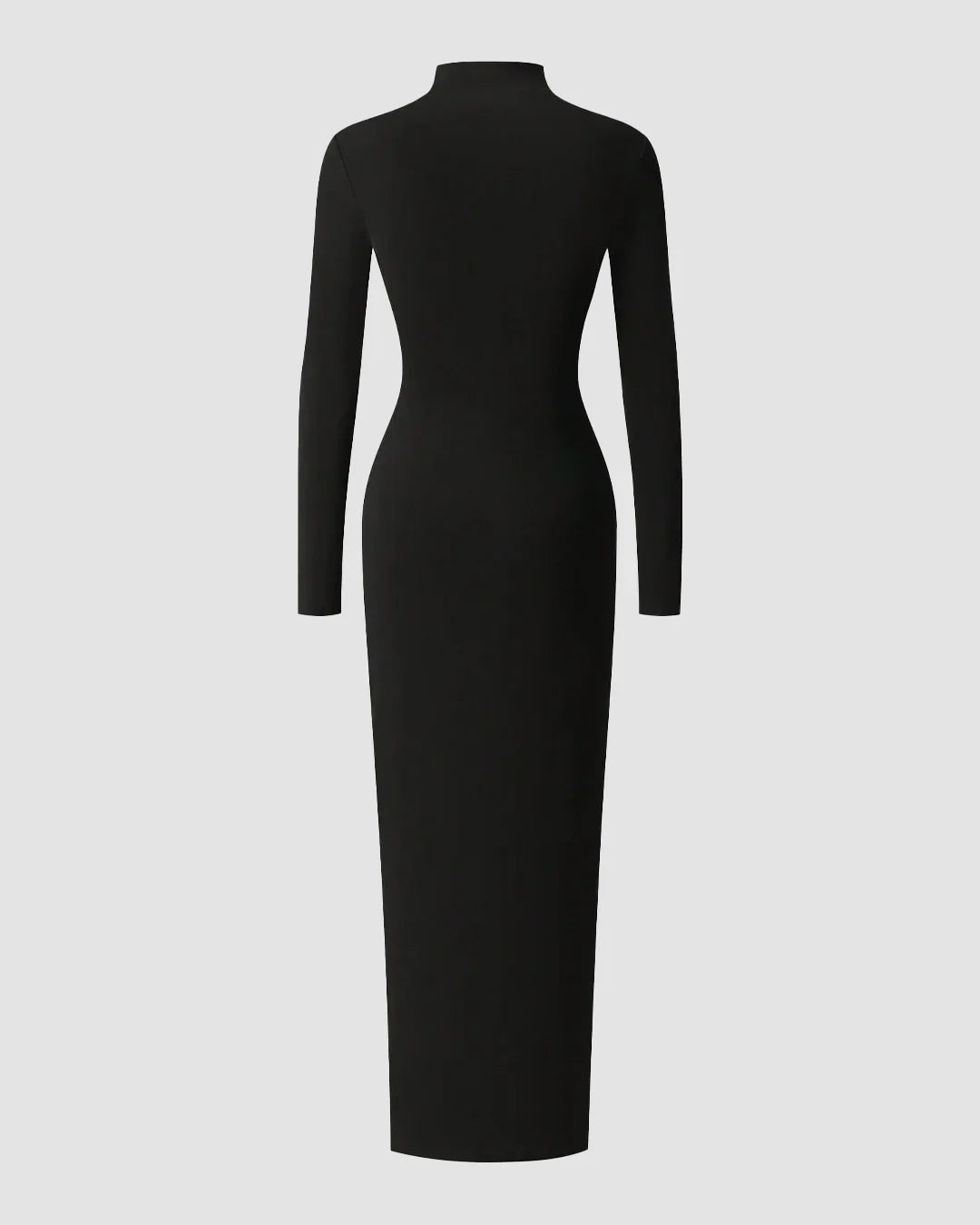 Black High-Slit Turtleneck Bodycon Maxi Dress