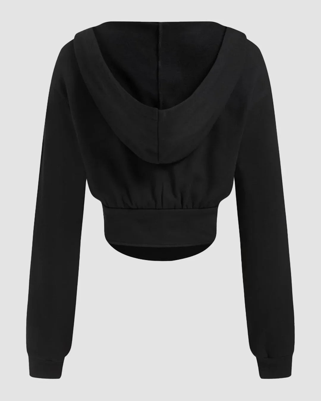 Black Lace-Up Front Cropped Hoodie