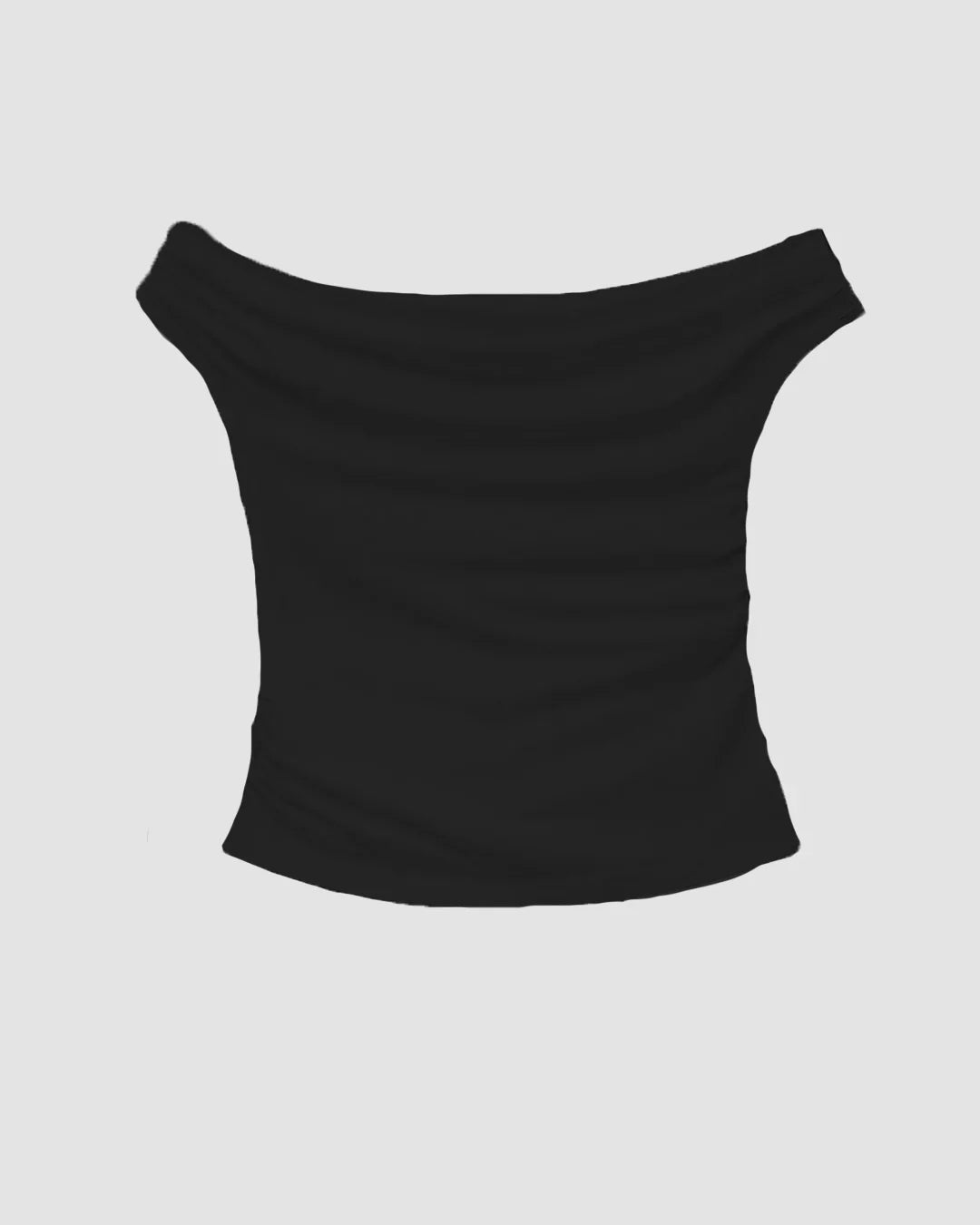 Black Off-Shoulder Ruched Fitted Top