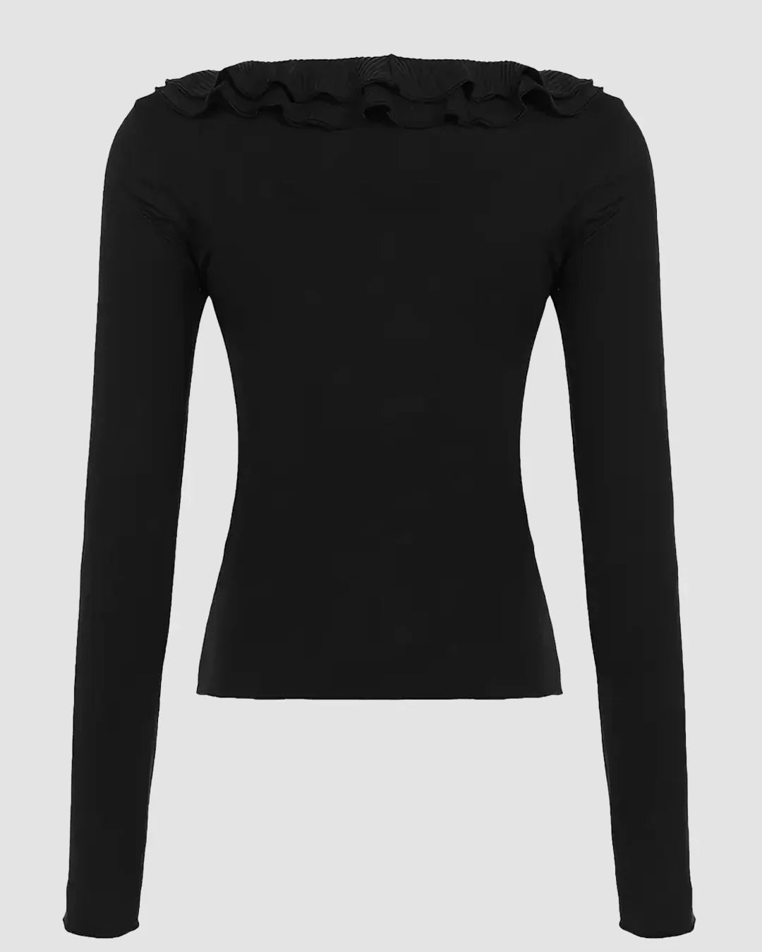 Black Ruffle Tie-Up Full Sleeve Top