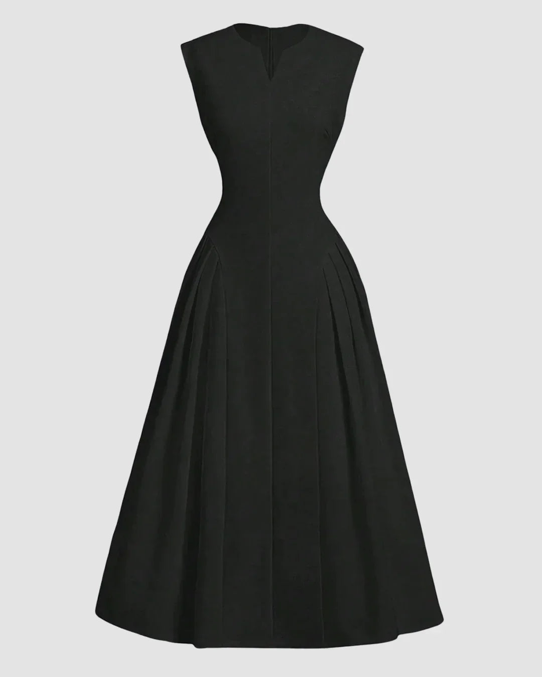 Black Sleeveless Fitted Bodice Flared Maxi Dress