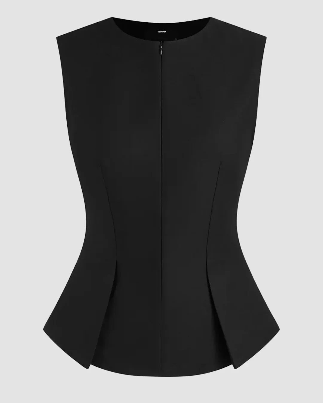 Black Sleeveless Zip Top for Women